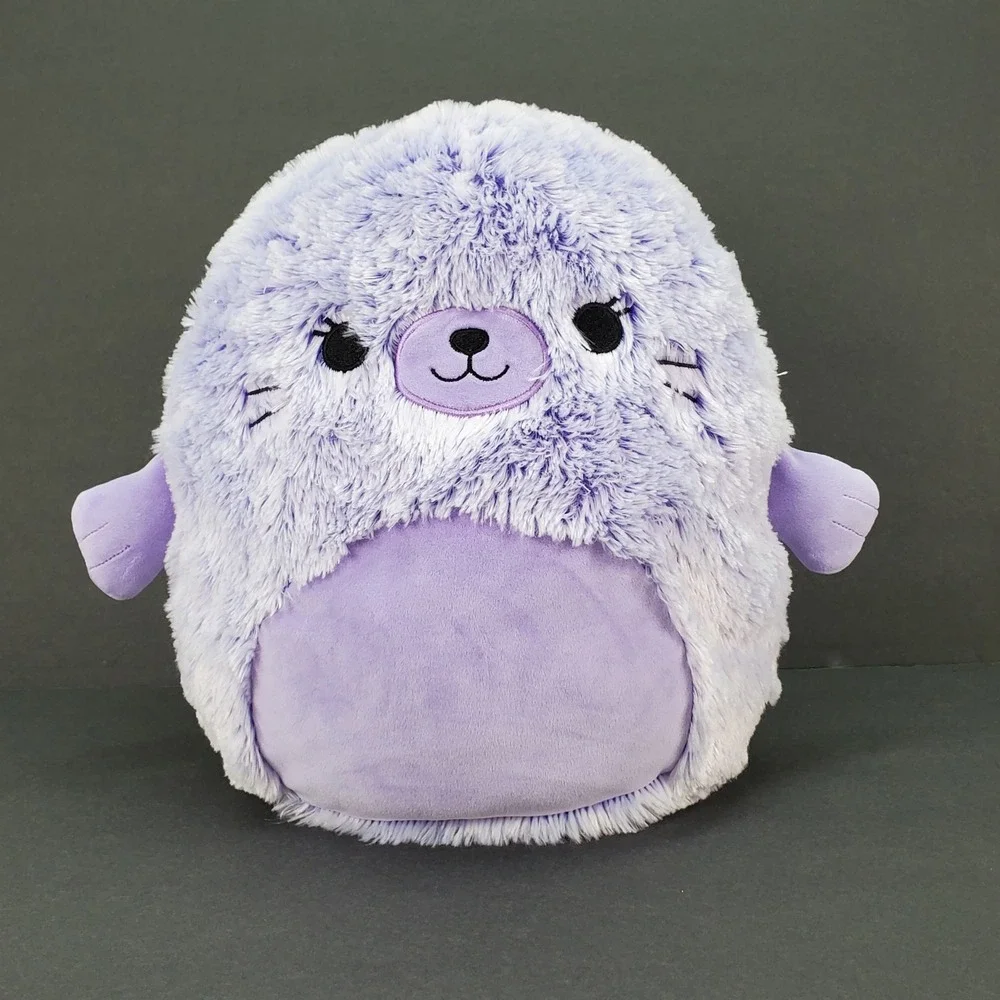 Squishmallows Fuzz-A-Mallows Lucille the Seal Purple Plush 12 inch Lavender Toy